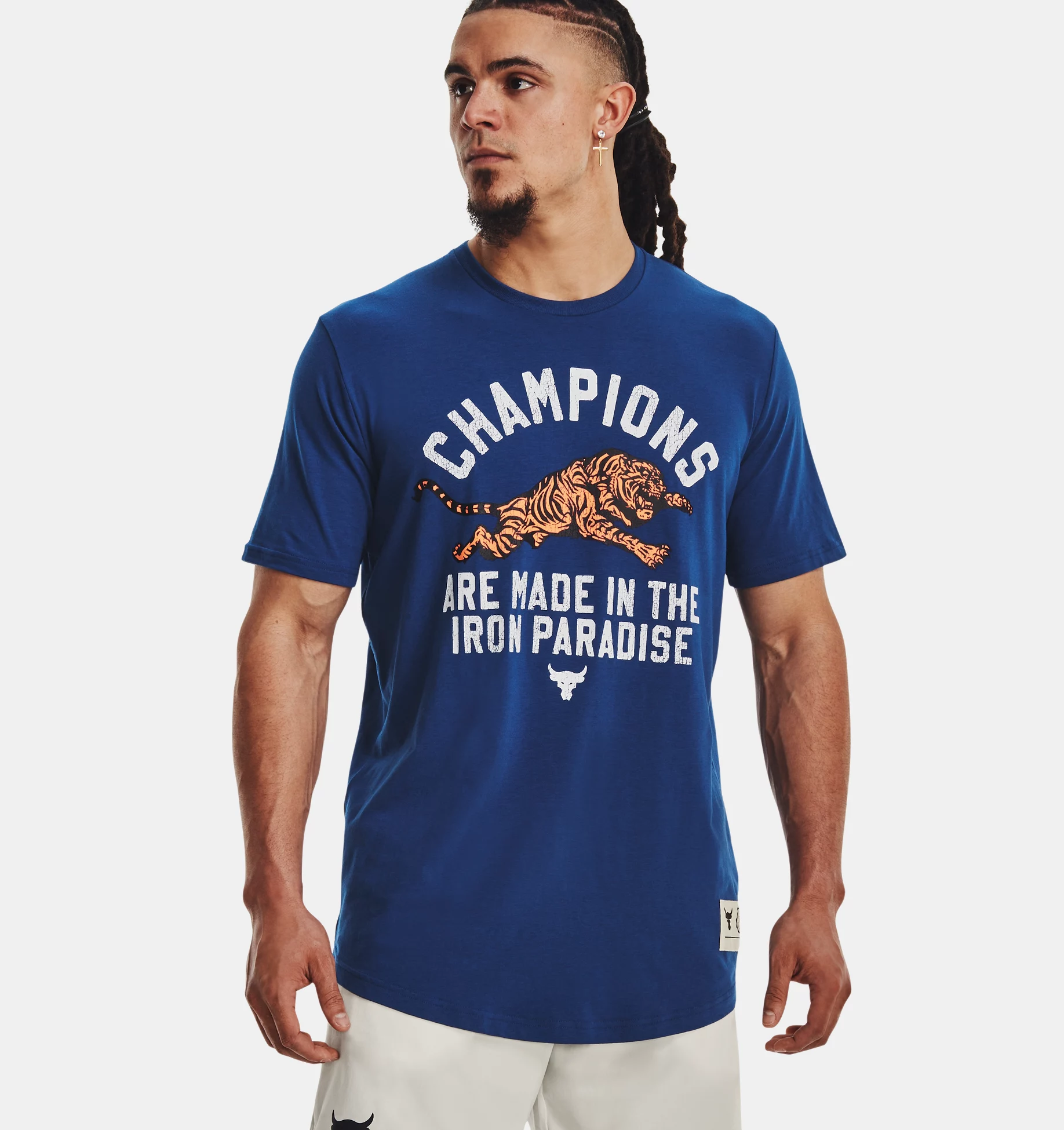 Men’s Project Rock Champ Short Sleeve blue Men’s Project Rock Champ Short Sleeve blue