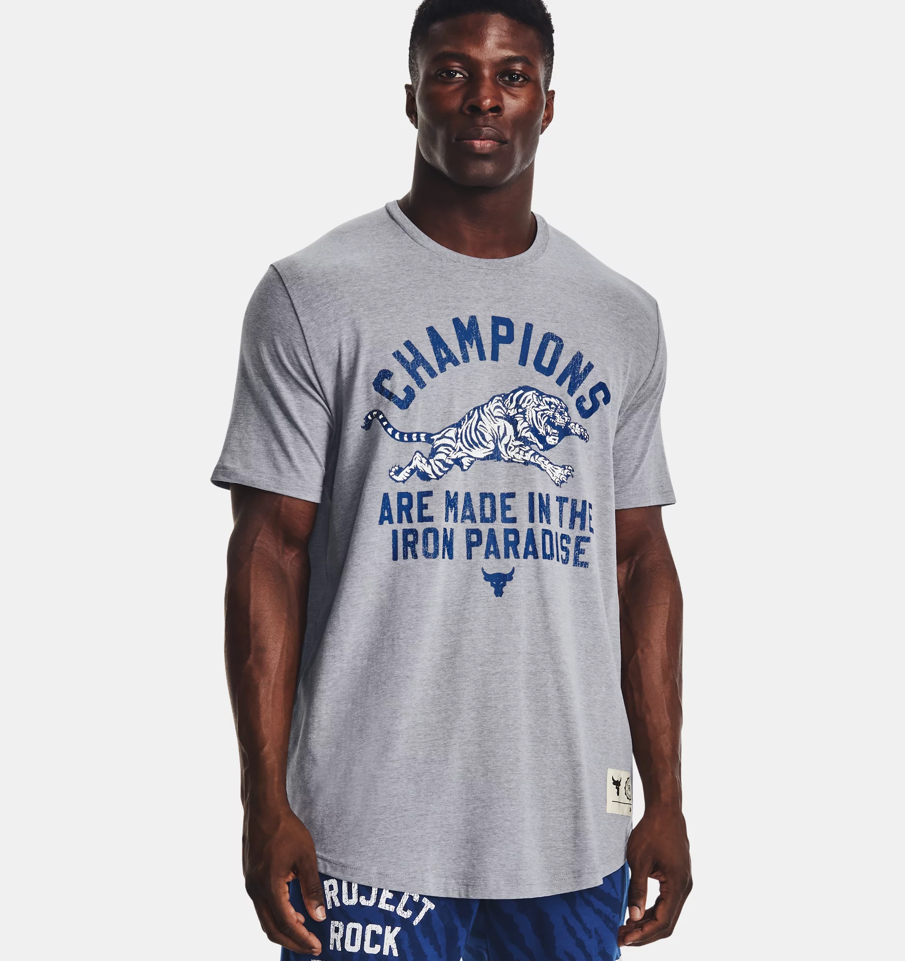 Men’s Project Rock Champ Short Sleeve grey Men’s Project Rock Champ Short Sleeve grey